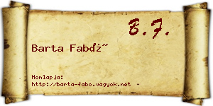 Barta Fabó névjegykártya